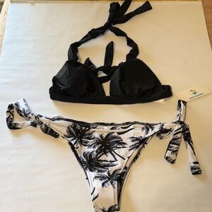 Black and White Palm Tree Bikini Set. BRAND NEW With Tags
